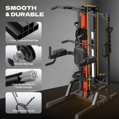 Home Gym, Workout Station with 148LBS Weight Stack, Multifunctional Home Gym Equipment, Exercise Equipment for Full Body Strength Training