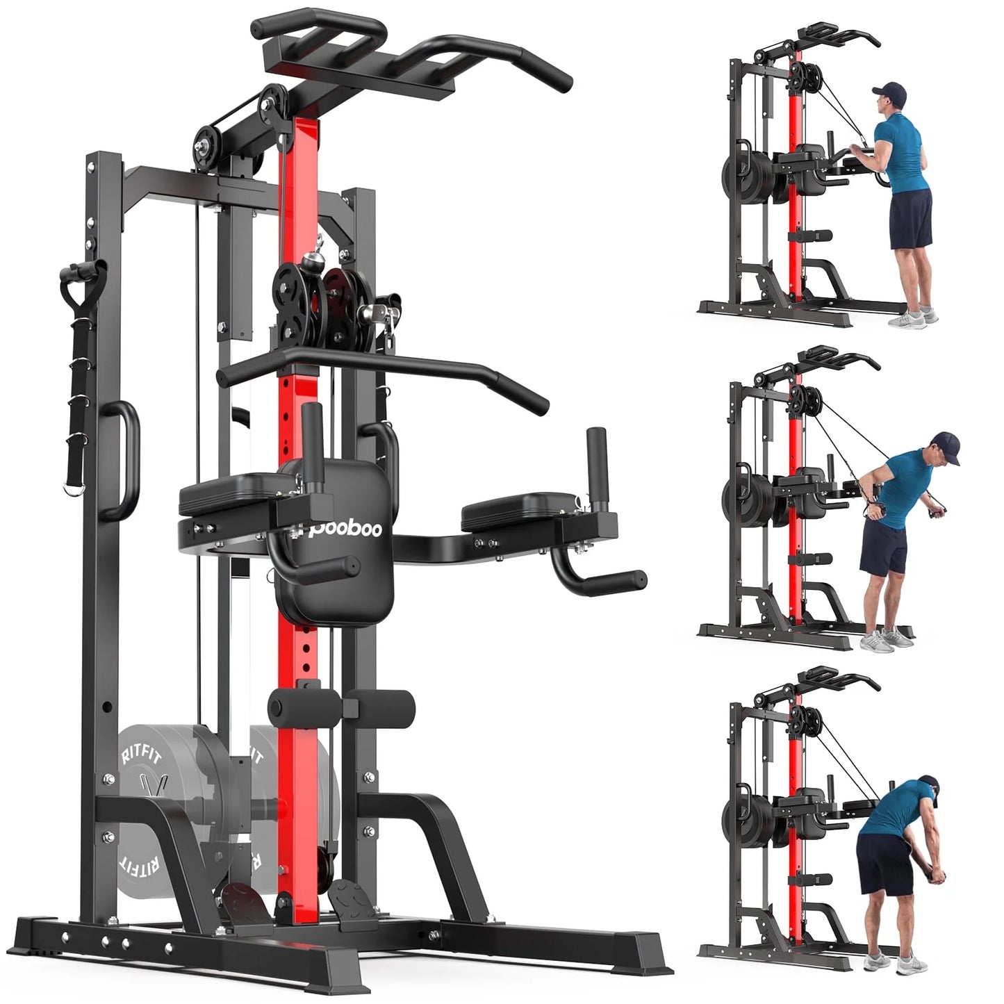 Home Gym, Workout Station with 148LBS Weight Stack, Multifunctional Home Gym Equipment, Exercise Equipment for Full Body Strength Training